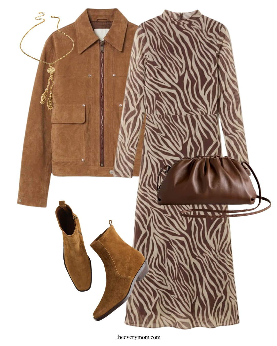 Zebra dress a trendy and fun outfit with suede accessories thanksgiving outfit