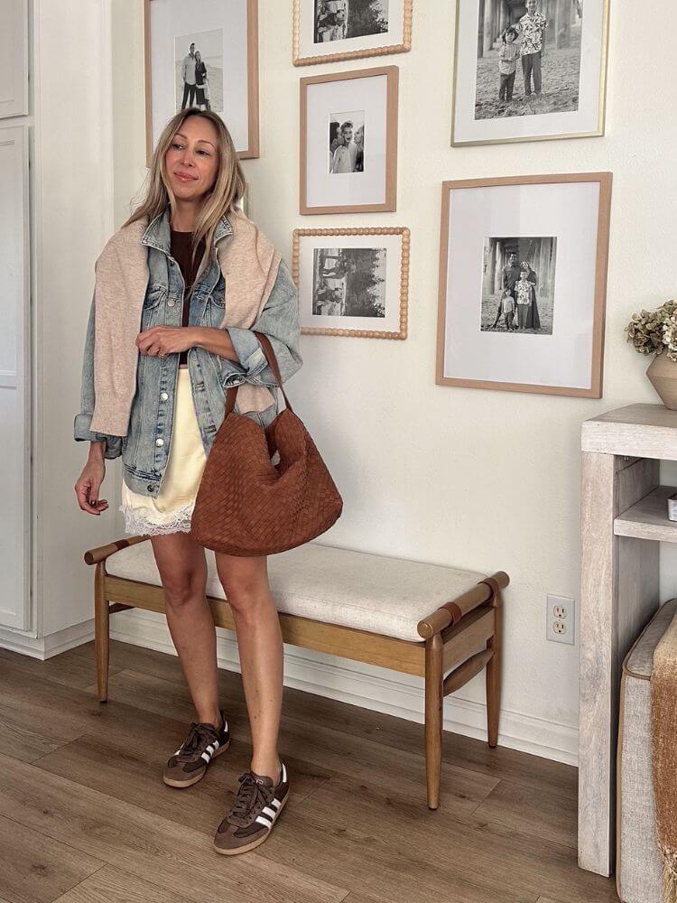 how to wear mini slip skirt as a casual outfit