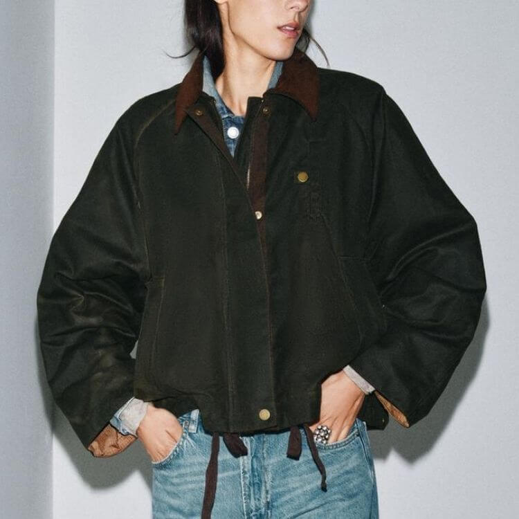 Contrast Collar Waxed Jacket