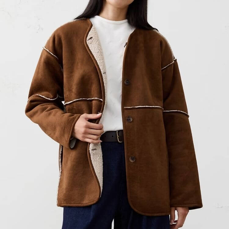 Reversible Suede Sherpa Jacket