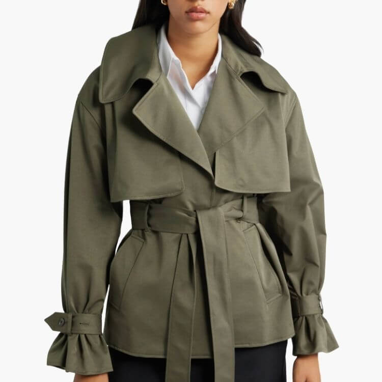 Exaggerated Crop Trench Coat