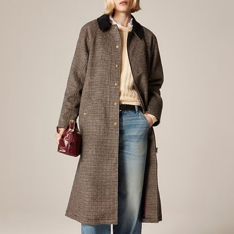 Long Barn Jacket in Drapey Wool Blend