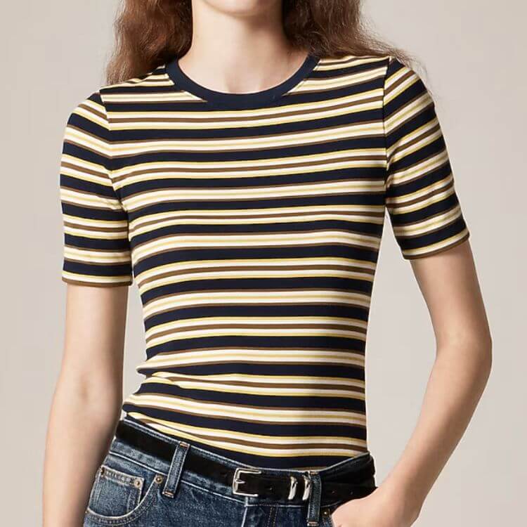 Refined Rib Elbow-Sleeve T-Shirt