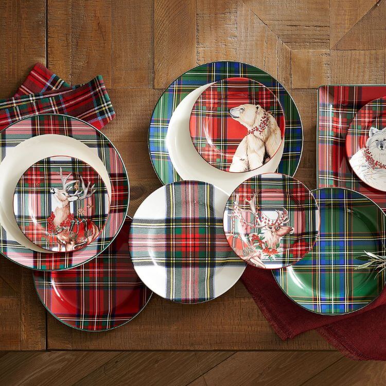 Enchanted Forest Stewart Plaid Appetizer Plates 