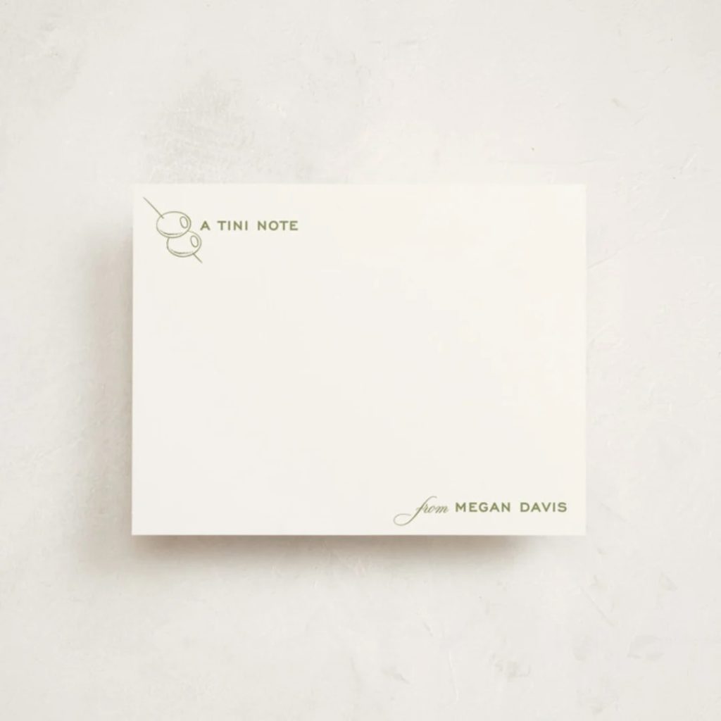 Dirty Martini Personalized Stationery Cards