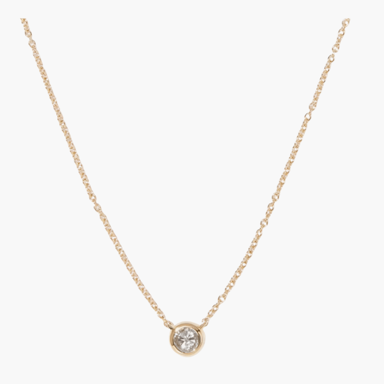 14K Gold Diamond Bezel Necklace