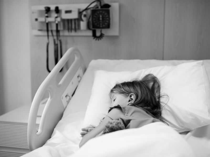 child in hospital after being struck by lightning
