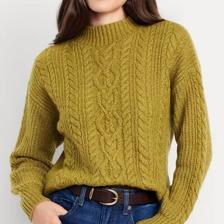 SoSoft Mock-Neck Cable Sweater