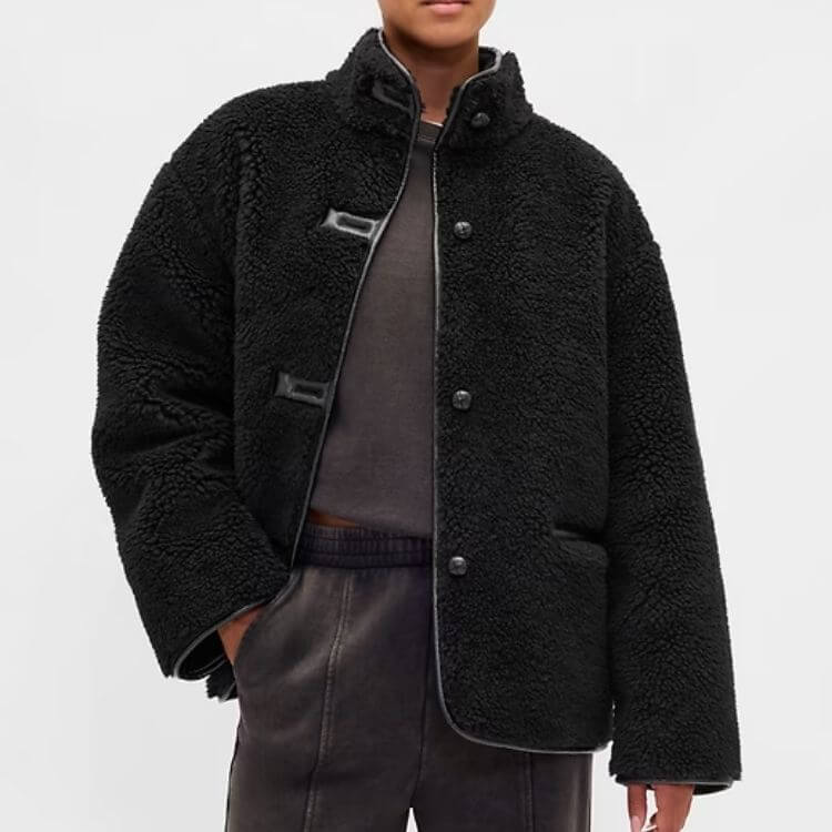 Sherpa & Vegan Leather-Trim Jacket