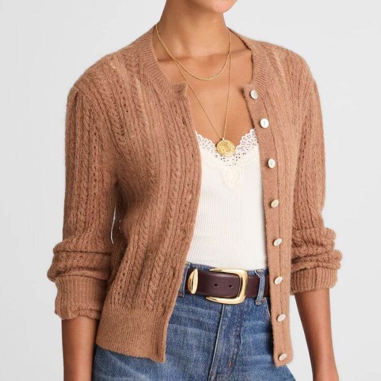 Pointelle-Stitch Cardigan