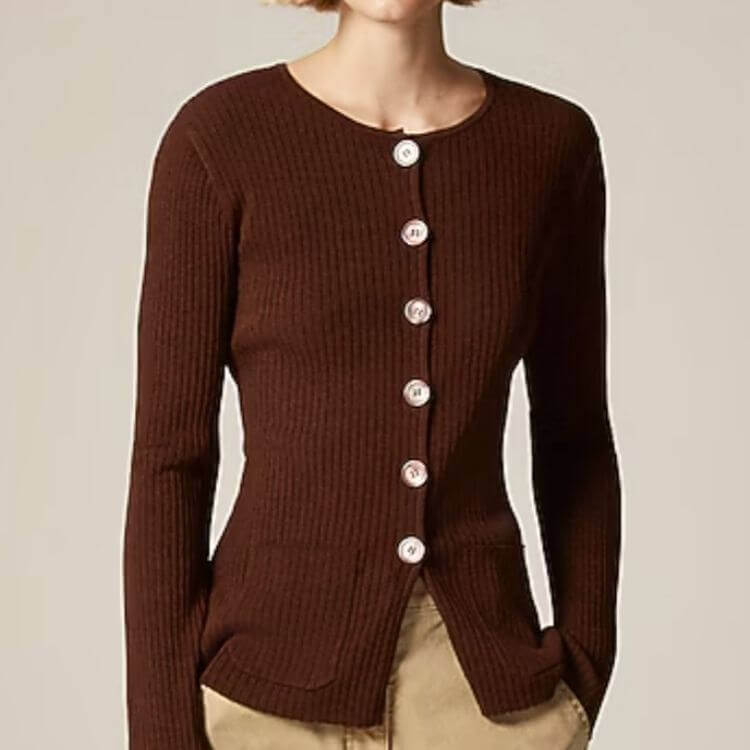 Super-Stretch Ribbed Cardigan
