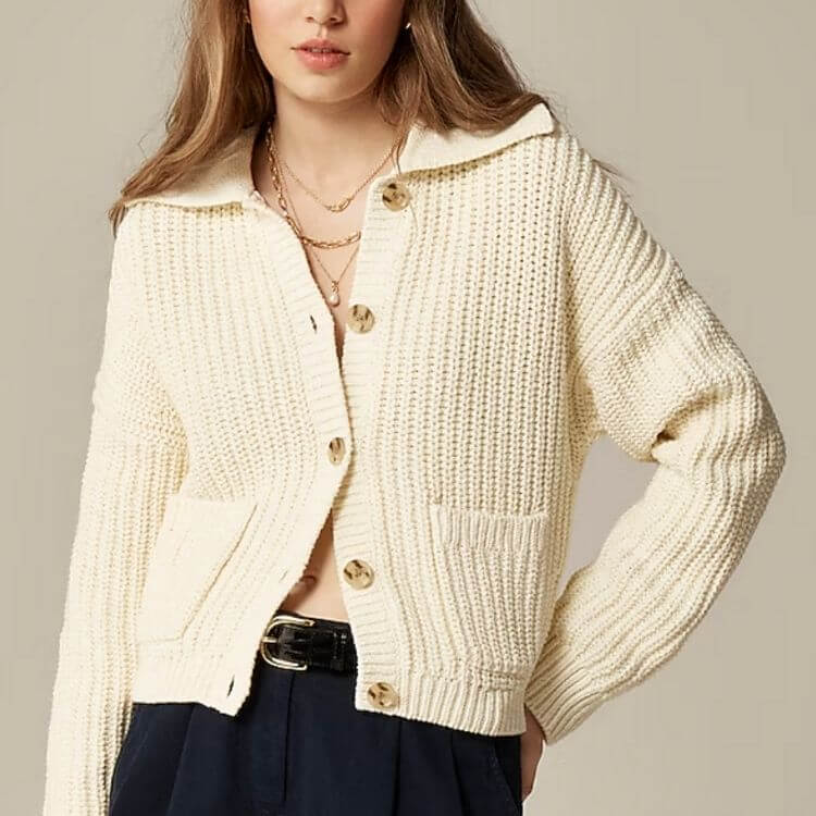 Collared Crewneck Cardigan