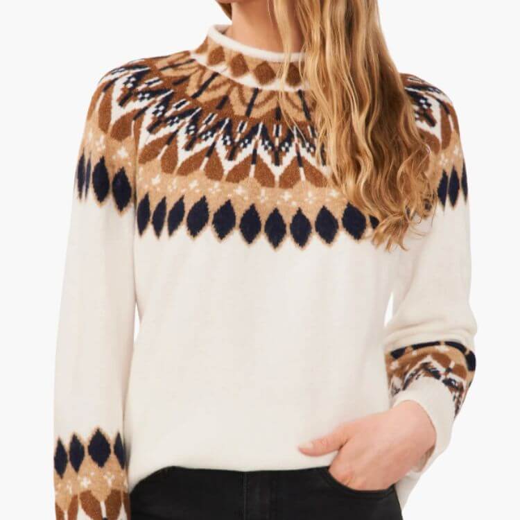 Fair Isle Funnel Neck Sweater