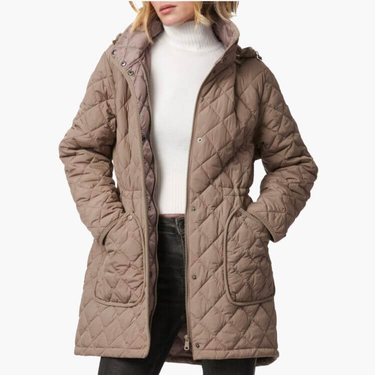 Diamond Quilted Hooded Puffer Coat