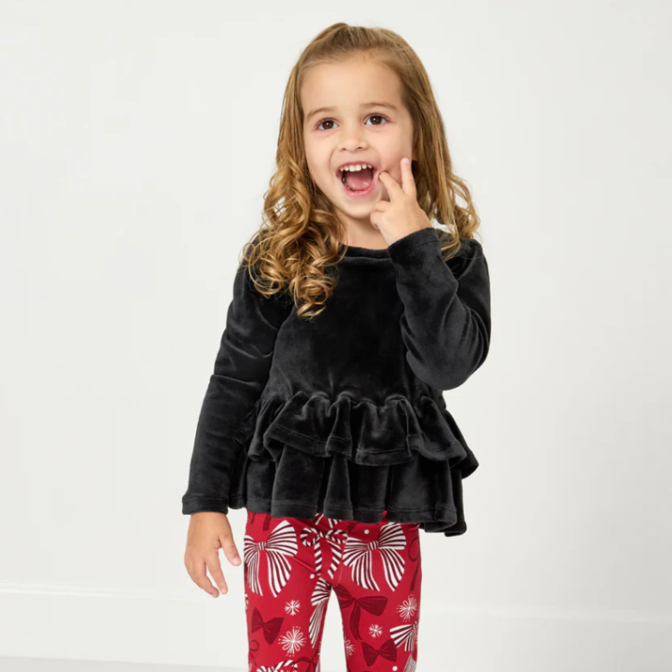 Black Velvet Peplum Top