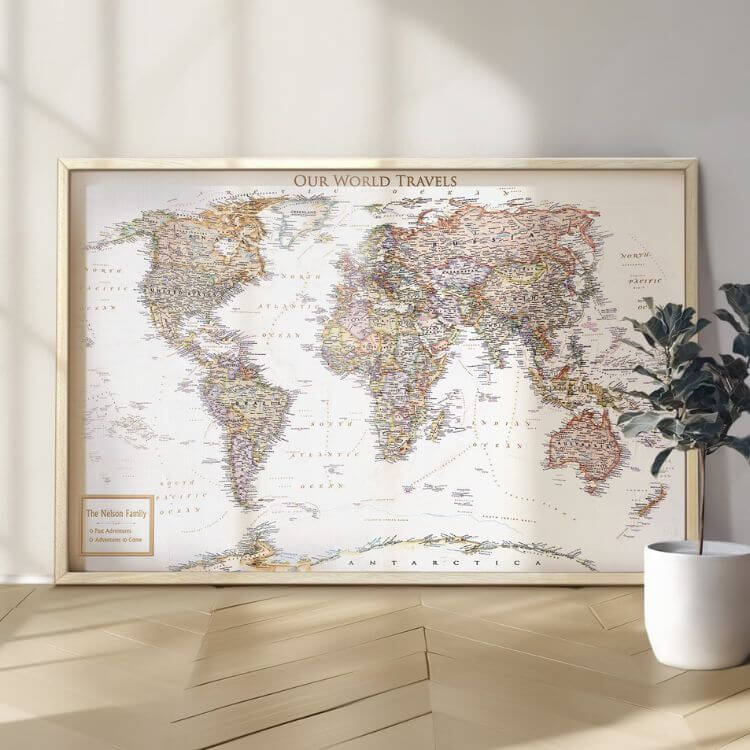 Personalized Push Pin Framed Map