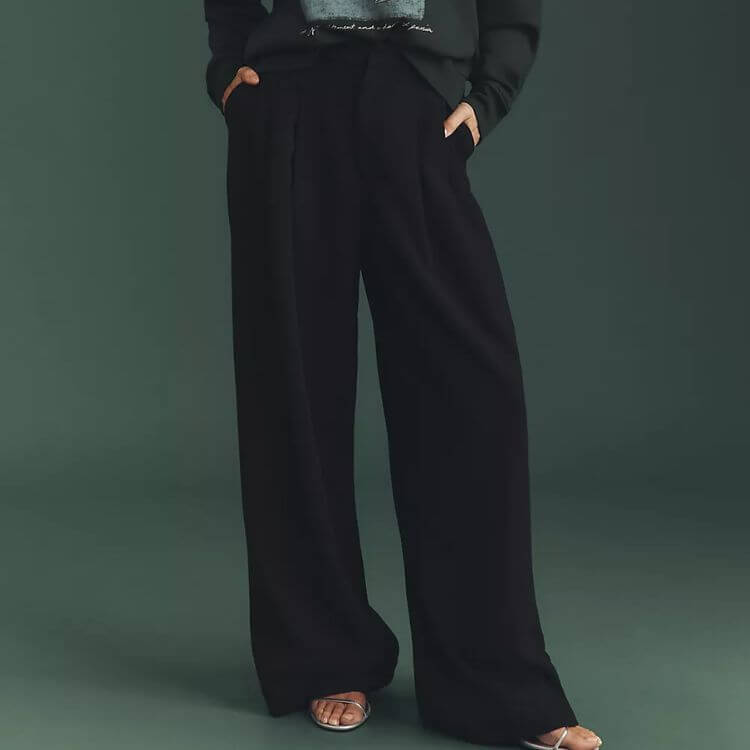 Avery Wide-Leg Pleated Trousers