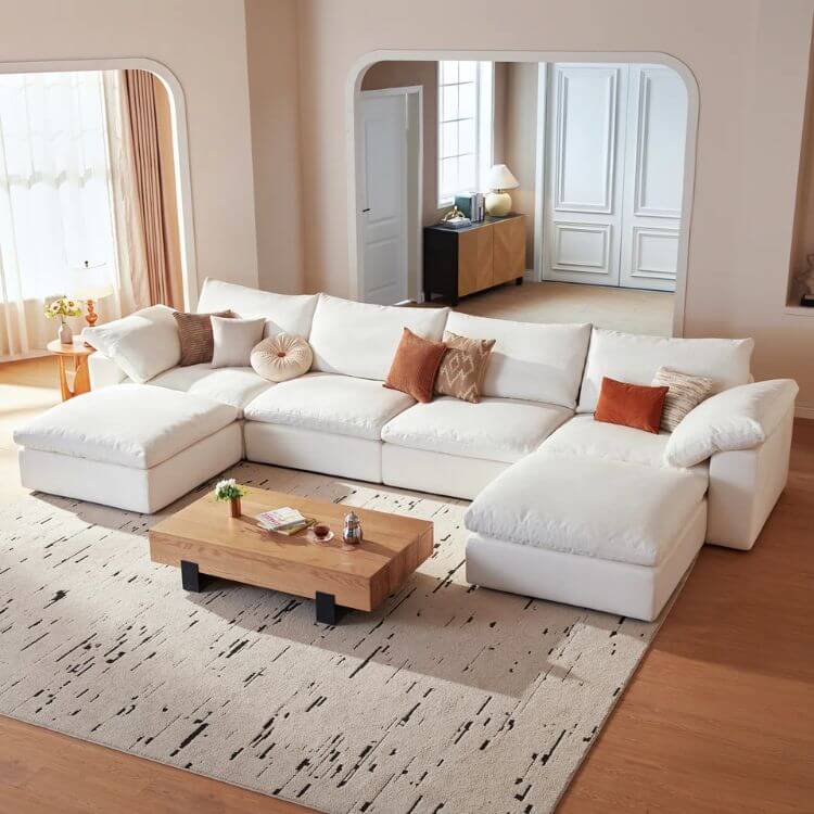 Cloud Sectional With Storage Ottomans
