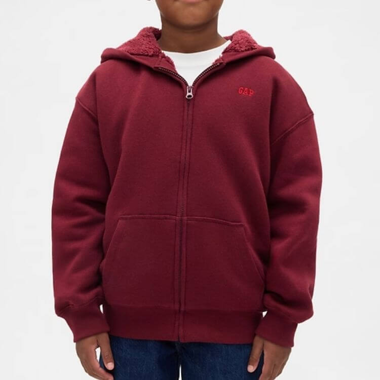Relaxed Sherpa-Lined Zip Hoodie