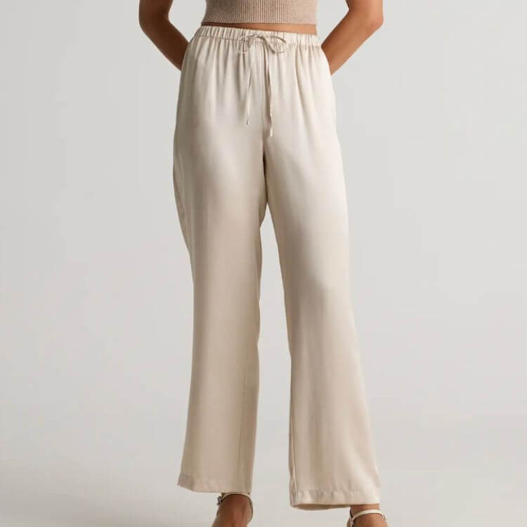 100% Washable Silk Wide Leg Pants