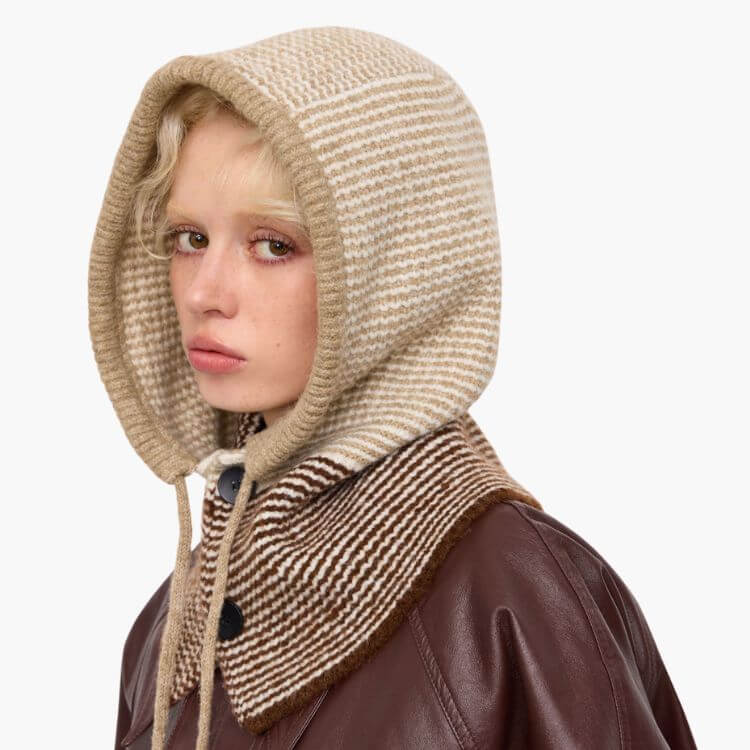 Drawstring & Button Knitted Balaclava