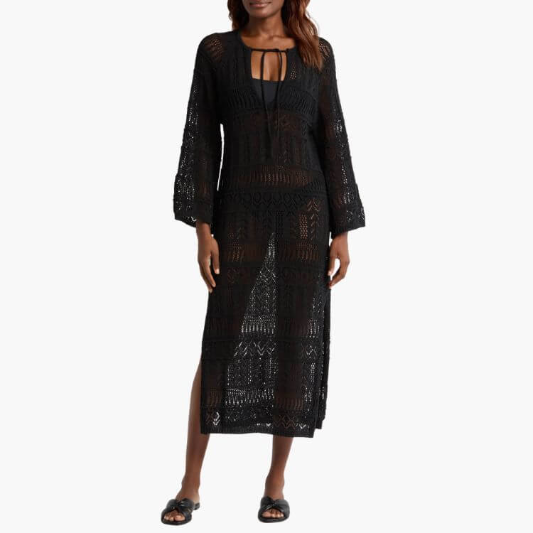Lace Knit Long Sleeve Cover-Up