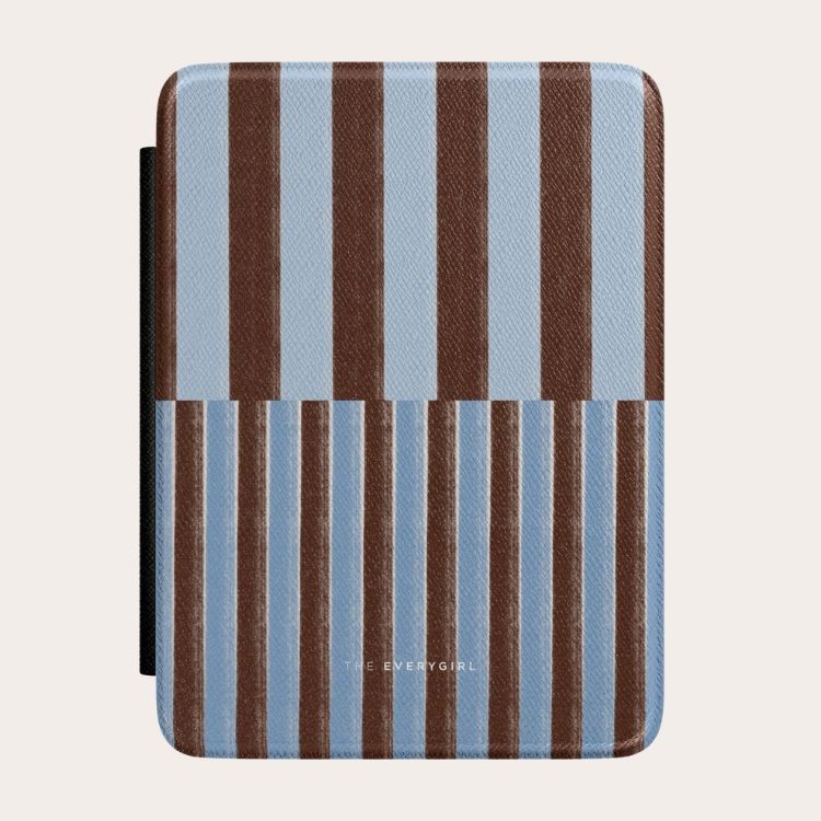 Brown and Blue Striped Kindle Case