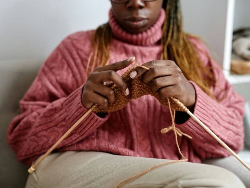 cozy grandma hobbies woman knitting