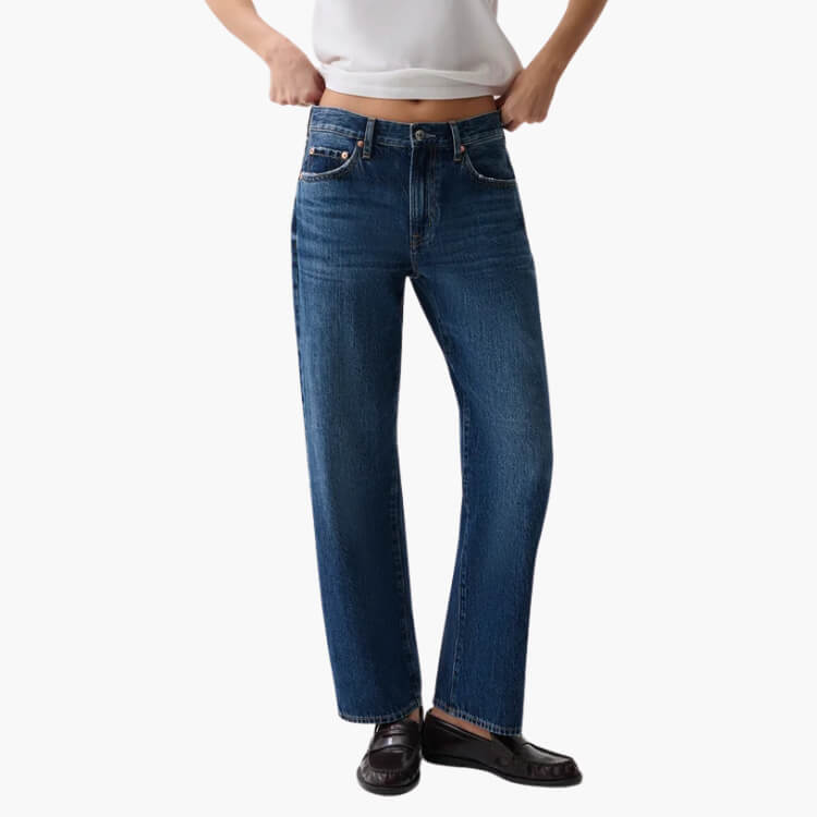 Lexi Mid Rise Bowed Straight Jean