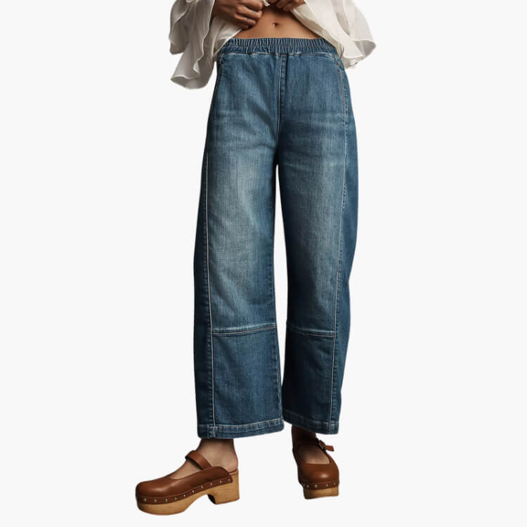 Relaxed Pull-On Barrel Jeans