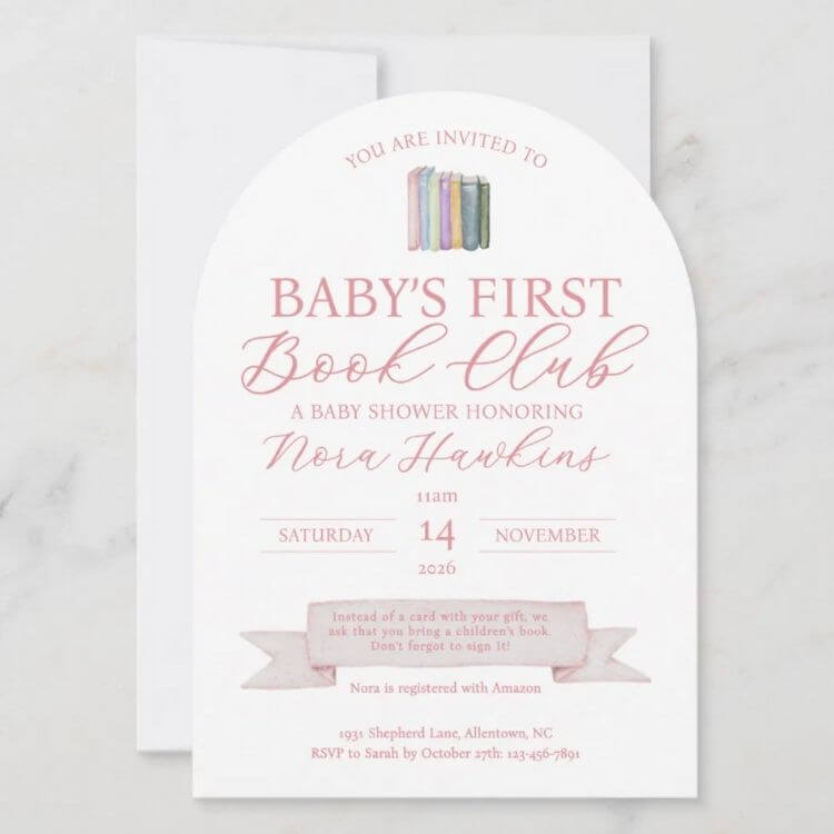 Baby’s First Book Club Shower Invite