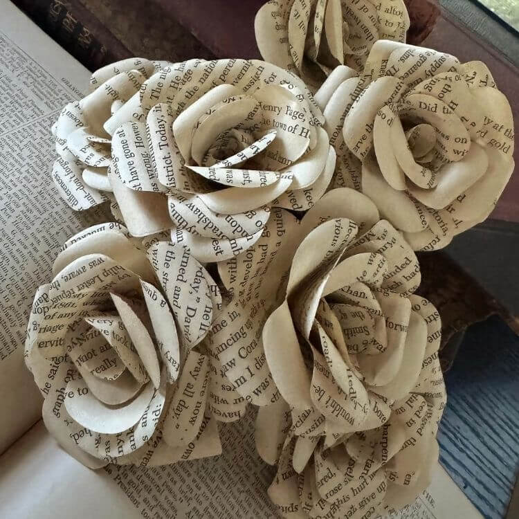 Vintage Book Page Roses