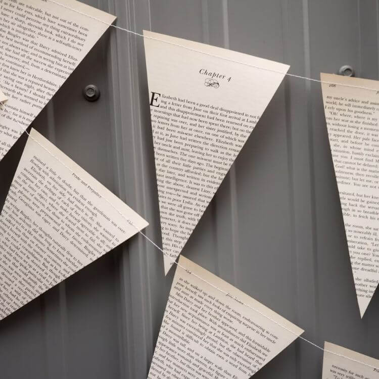 Upcycled Book Pages Banner