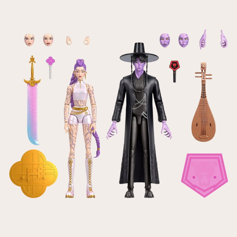 Mattel KPop Demon Hunters Rumi & Jinu 4 Accessories Action Figure Set