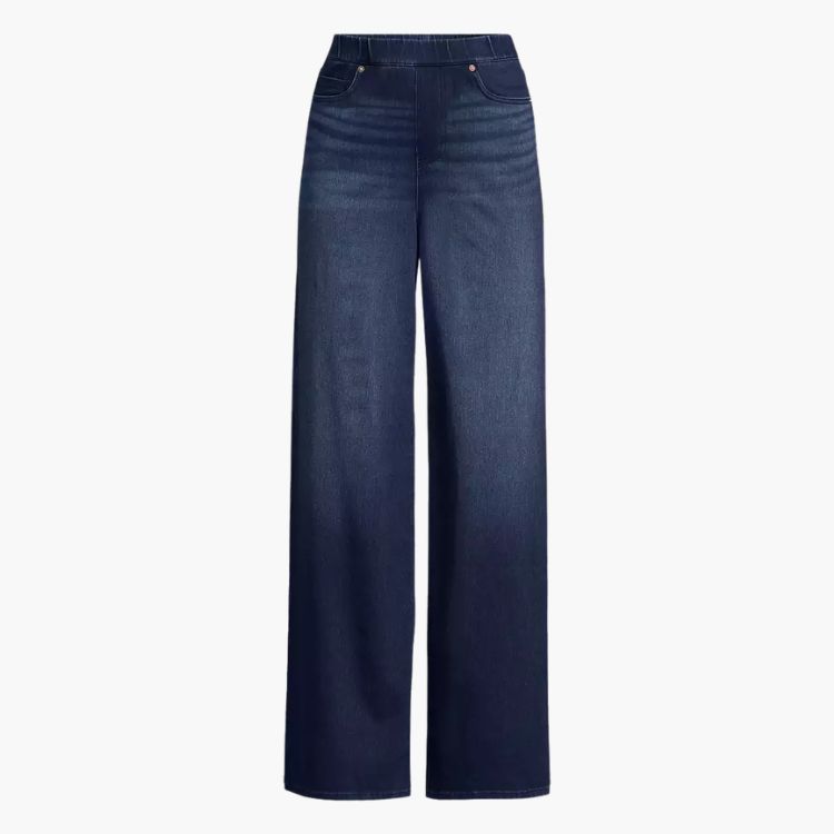 Women's Starfish Denim High Rise Wide Leg Jeans Dark Indigo Blue Wash