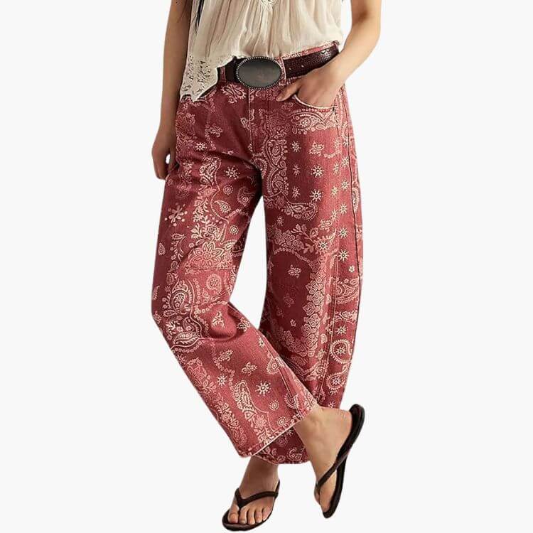 Floral Print Baggy Jeans