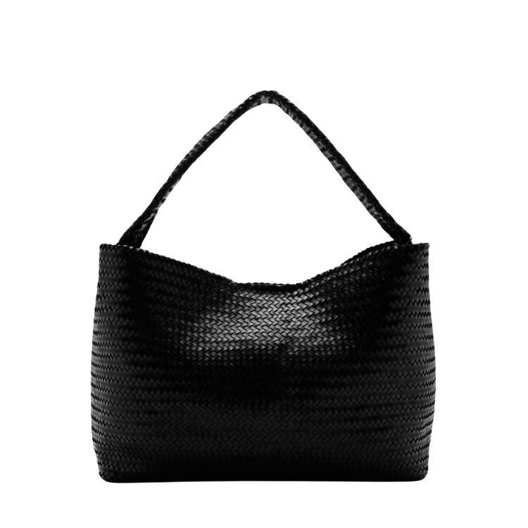 braided black tote for spring