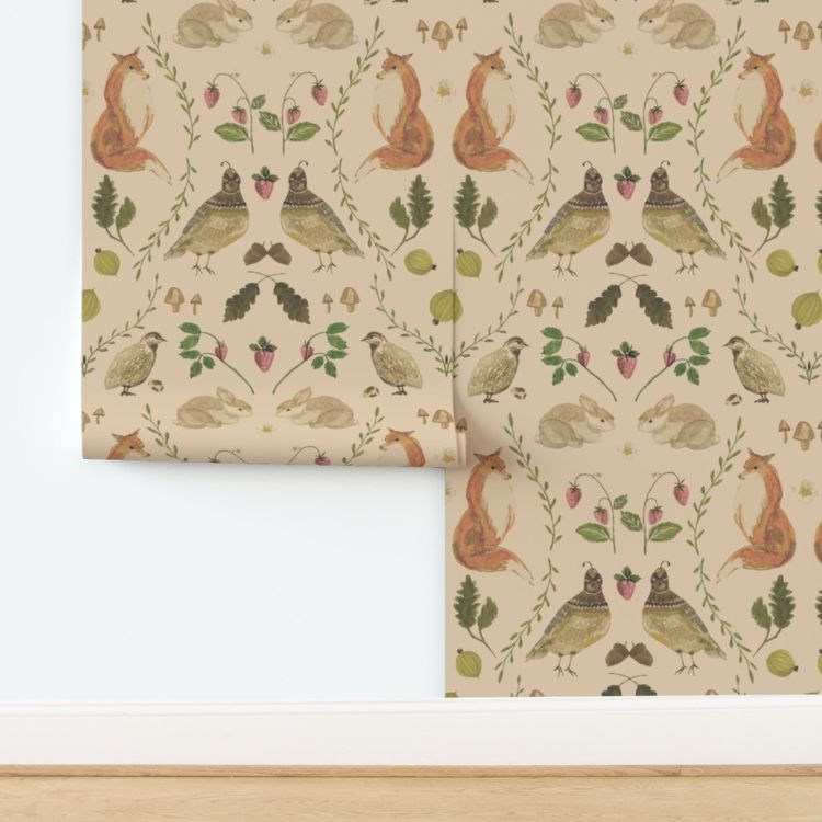 Forest Friends and Flora Wallpaper