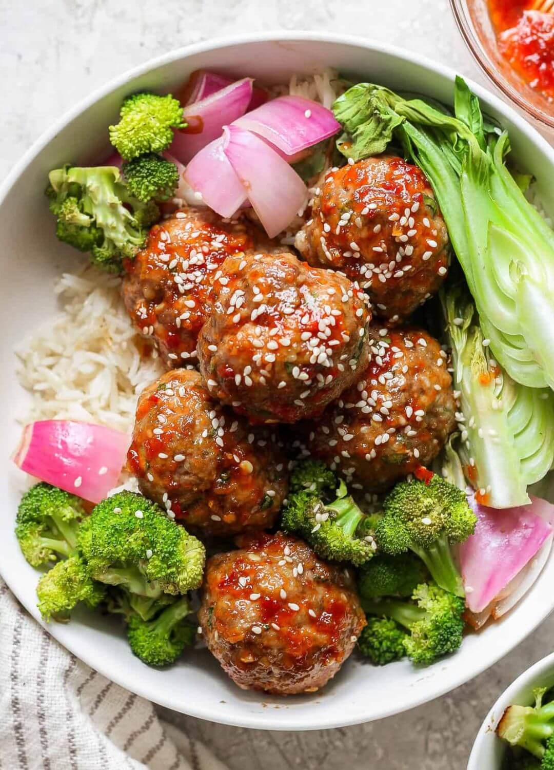 sheet pan chilli garlic meatballs