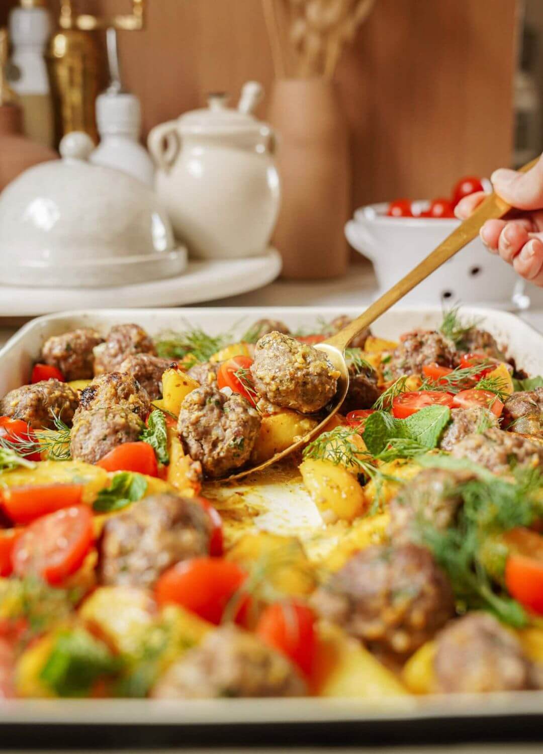 greek meatballs sheet pan recipe