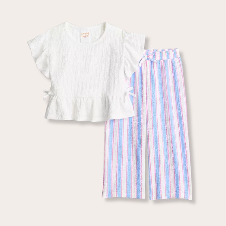 Crinkle Peplum Top & Pant Set