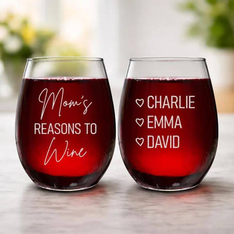 Personalized Mom Wine Glass