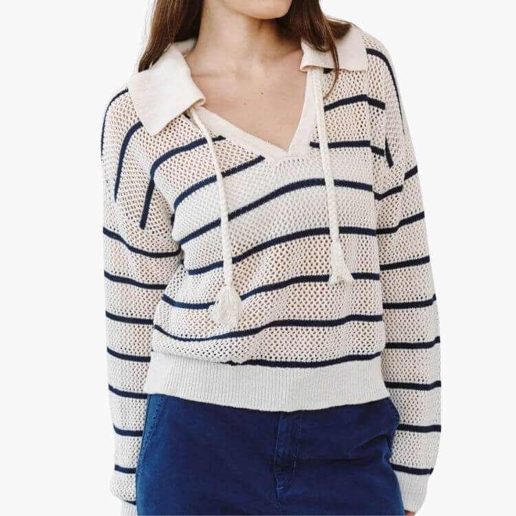 Tassel Tie Open-Knit Sweater