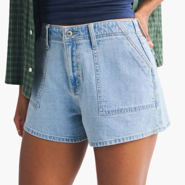 Curve Love High Rise Linen-Blend Denim Short