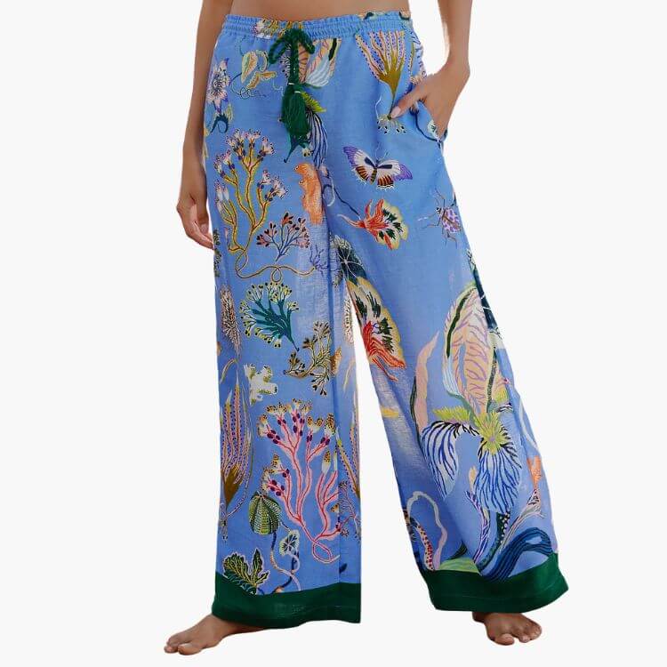Linen Blend Wide-Leg Pants