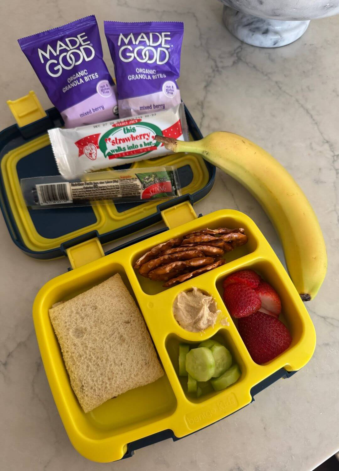 sandwich, veggies, and fruits summer camp lunch ideas