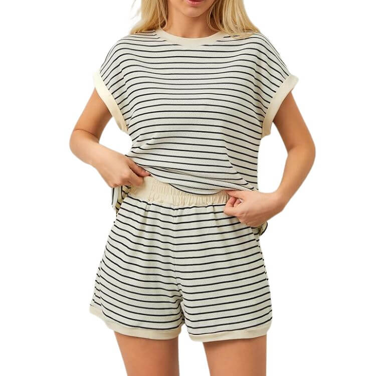 Two piece knit short sleeve set