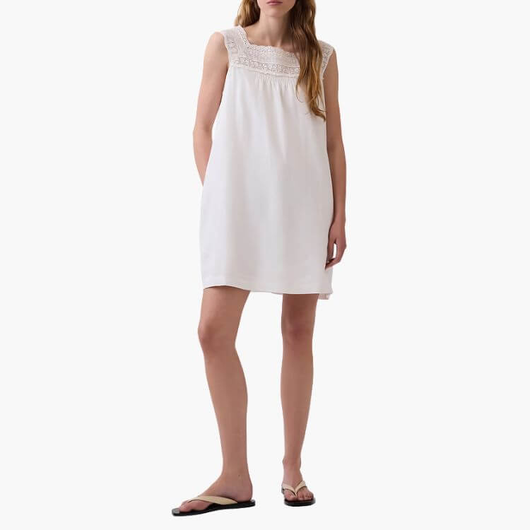 Linen-Blend Mini Dress