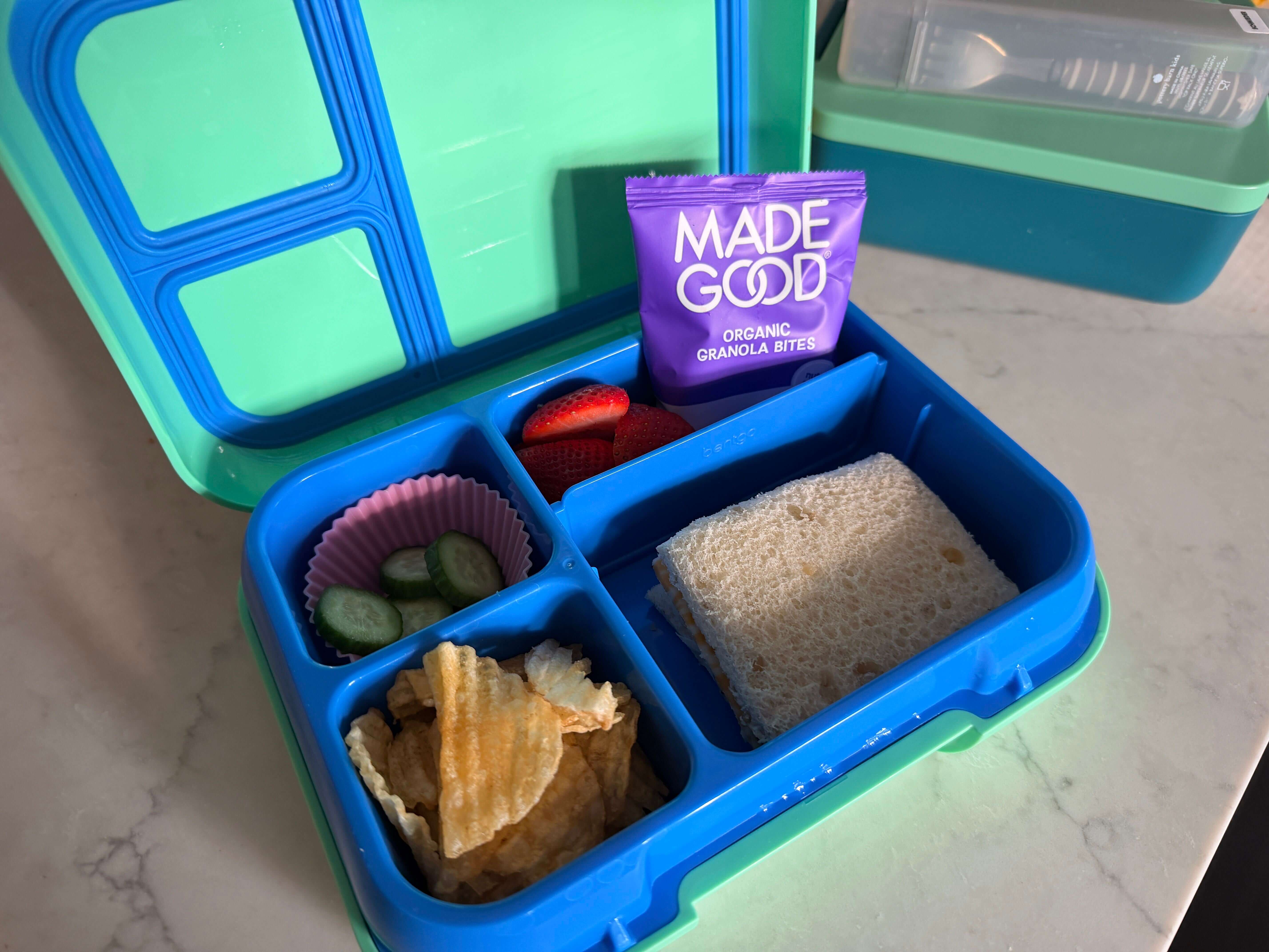 turkey cheese and hummus sandwich with granola and chips creative school lunch ideas
