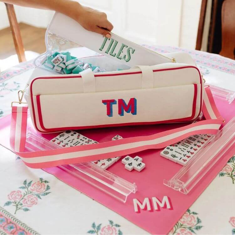 Embroidered Mahjong Tote